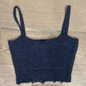 Zara Blue Knit Crop Top